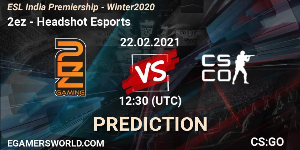 Pronósticos 2ez - Headshot Esports. 22.02.2021 at 12:30. ESL India Premiership - Winter 2020 - Counter-Strike (CS2)