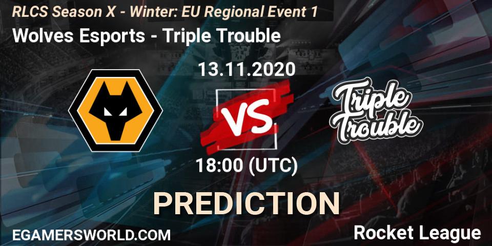 Pronósticos Wolves Esports - Triple Trouble. 13.11.2020 at 18:00. RLCS Season X - Winter: EU Regional Event 1 - Rocket League