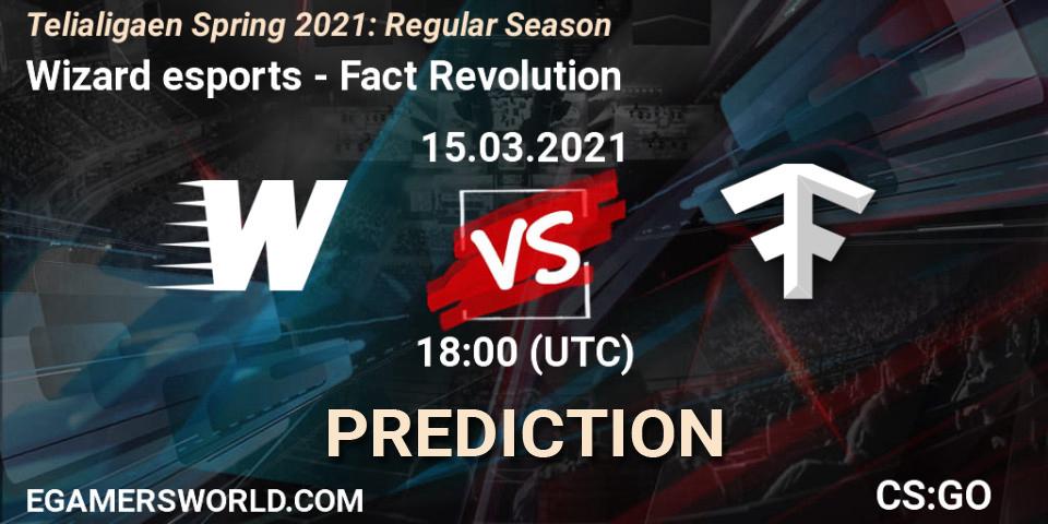 Pronósticos Wizard esports - Fact Revolution. 15.03.2021 at 18:00. Telialigaen Spring 2021: Regular Season - Counter-Strike (CS2)