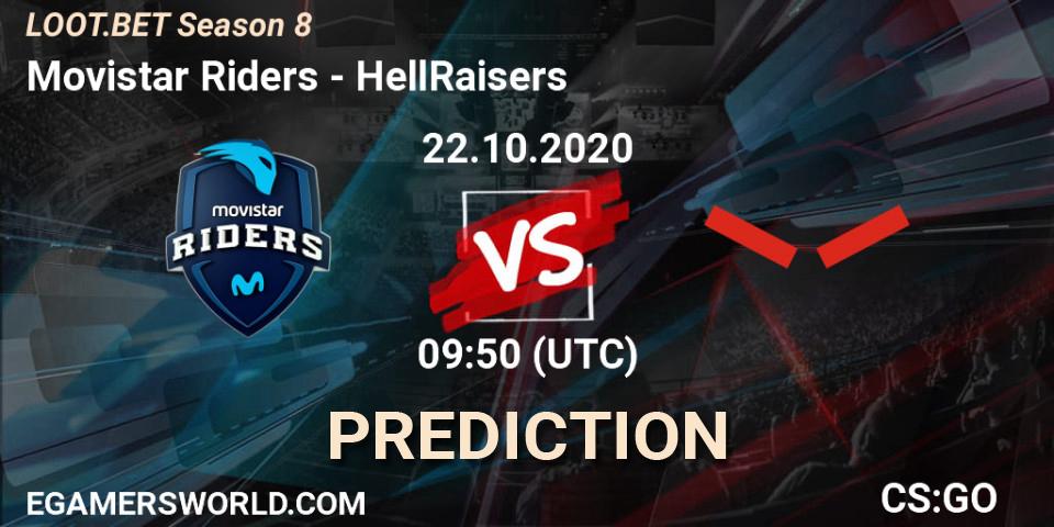 Pronósticos Movistar Riders - HellRaisers. 22.10.2020 at 09:50. LOOT.BET Season 8 - Counter-Strike (CS2)