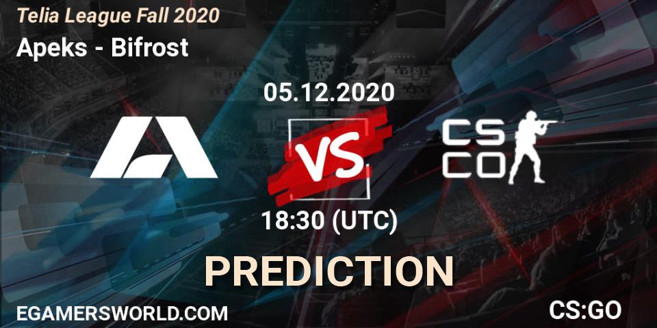 Pronósticos Apeks - Bifrost. 05.12.2020 at 18:30. Telia League Fall 2020 - Counter-Strike (CS2)