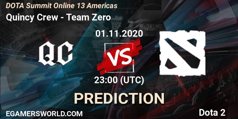 Pronósticos Quincy Crew - Team Zero. 01.11.2020 at 23:19. DOTA Summit 13: Americas - Dota 2
