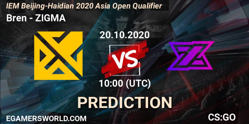 Pronósticos Bren - ZIGMA. 20.10.20. IEM Beijing-Haidian 2020 Asia Open Qualifier - CS2 (CS:GO)
