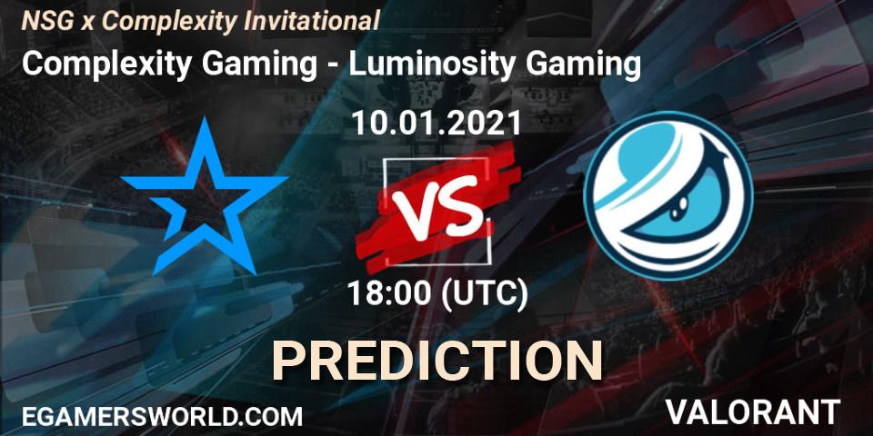 Pronósticos Complexity Gaming - Luminosity Gaming. 10.01.2021 at 18:00. NSG x Complexity Invitational - VALORANT