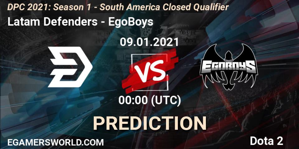 Pronósticos Latam Defenders - EgoBoys. 08.01.2021 at 23:44. DPC 2021: Season 1 - South America Closed Qualifier - Dota 2