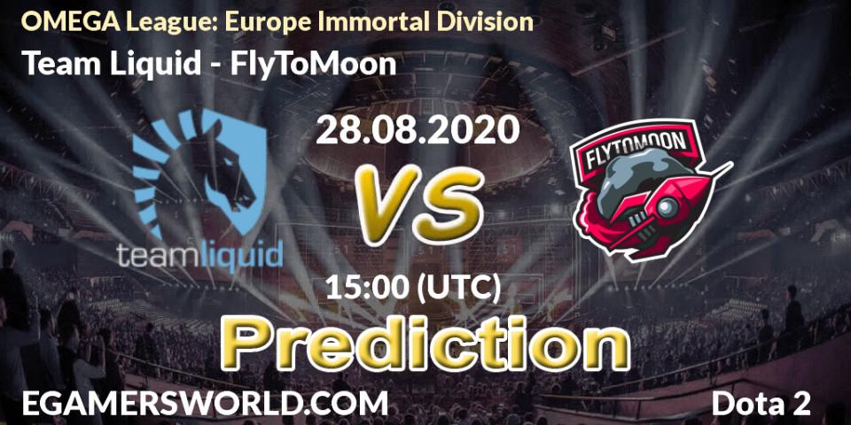 Pronósticos Team Liquid - FlyToMoon. 28.08.20. OMEGA League: Europe Immortal Division - Dota 2