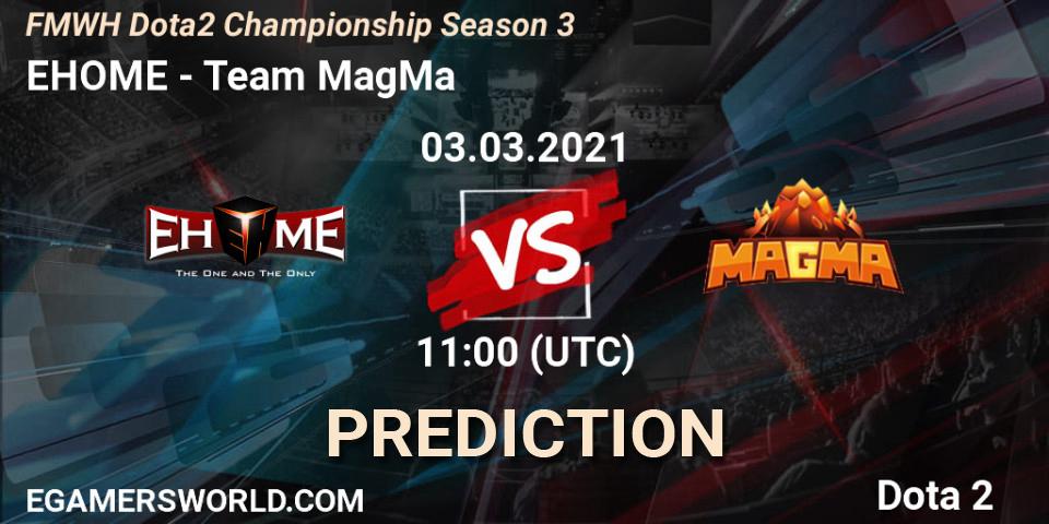 Pronósticos EHOME - Team MagMa. 02.03.2021 at 11:39. FMWH Dota2 Championship Season 3 - Dota 2