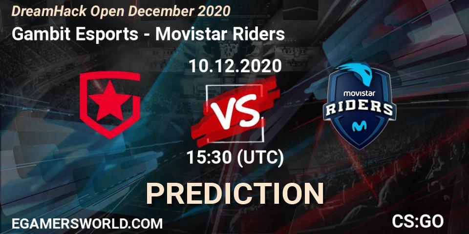 Pronósticos Gambit Esports - Movistar Riders. 10.12.2020 at 16:00. DreamHack Open December 2020 - Counter-Strike (CS2)