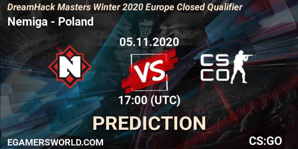 Pronósticos Nemiga - Poland. 05.11.2020 at 17:00. DreamHack Masters Winter 2020 Europe Closed Qualifier - Counter-Strike (CS2)