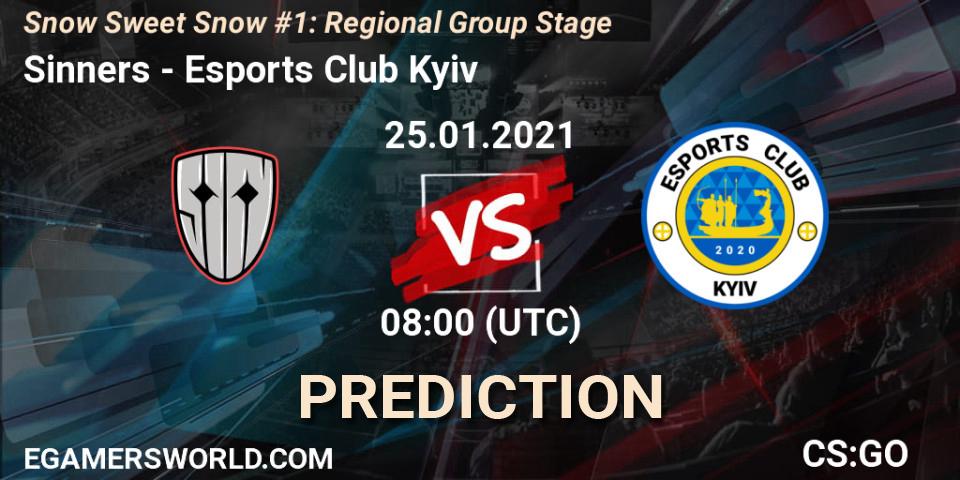 Pronósticos Sinners - Esports Club Kyiv. 25.01.2021 at 08:00. Snow Sweet Snow #1: Regional Group Stage - Counter-Strike (CS2)