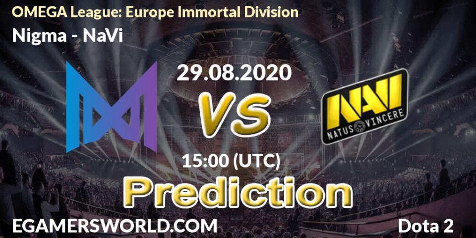 Pronósticos Nigma - NaVi. 29.08.2020 at 14:18. OMEGA League: Europe Immortal Division - Dota 2