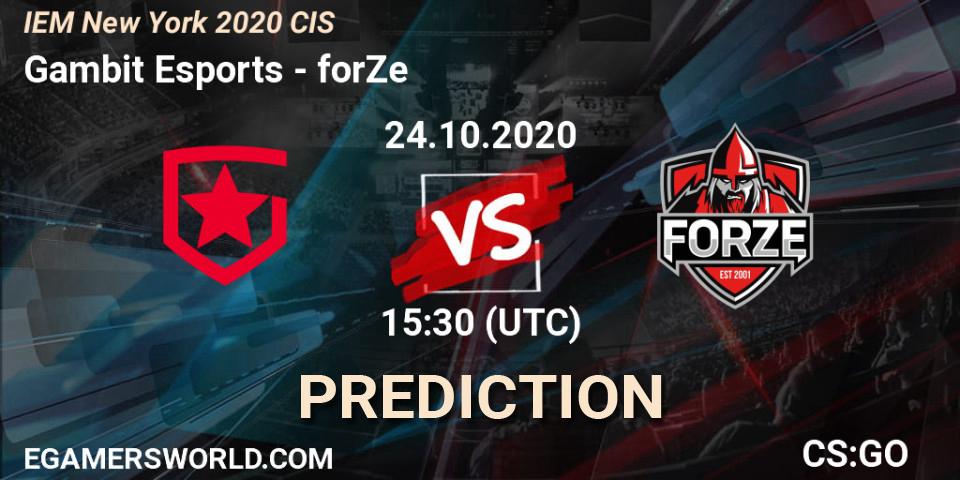 Pronósticos Gambit Esports - forZe. 24.10.20. IEM New York 2020 CIS - CS2 (CS:GO)