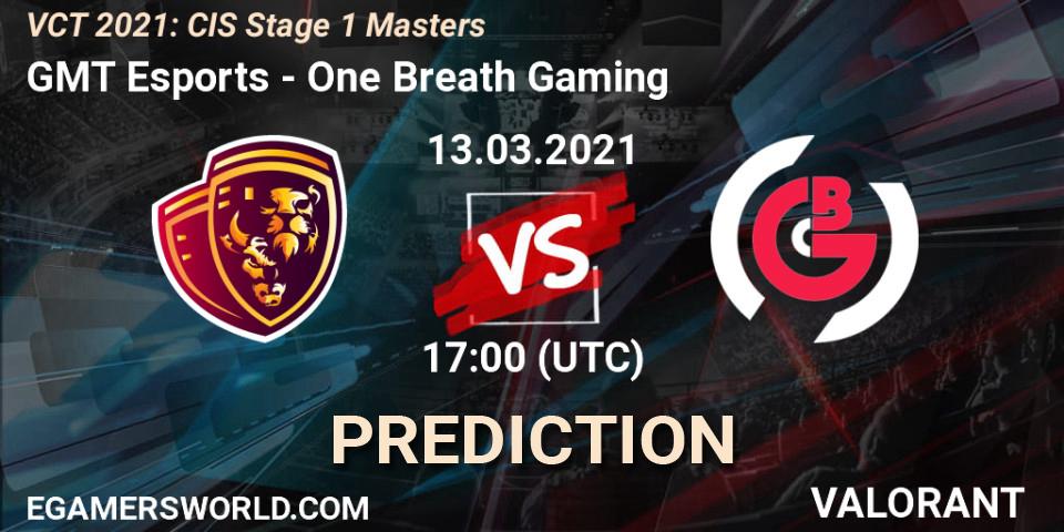 Pronósticos GMT Esports - One Breath Gaming. 13.03.2021 at 17:00. VCT 2021: CIS Stage 1 Masters - VALORANT