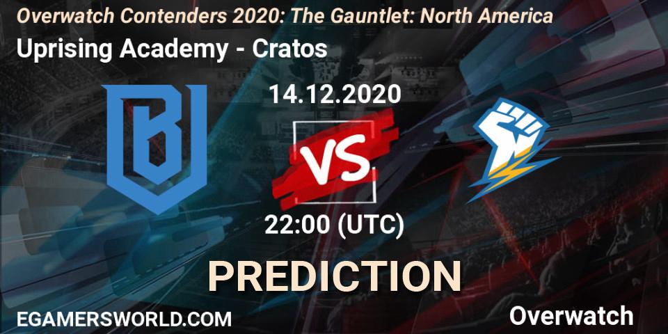 Pronósticos Uprising Academy - Cratos. 14.12.2020 at 22:00. Overwatch Contenders 2020: The Gauntlet: North America - Overwatch
