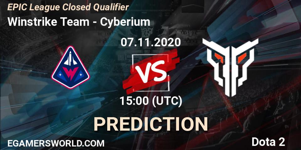 Pronósticos Winstrike Team - Cyberium. 07.11.2020 at 14:27. EPIC League Closed Qualifier - Dota 2