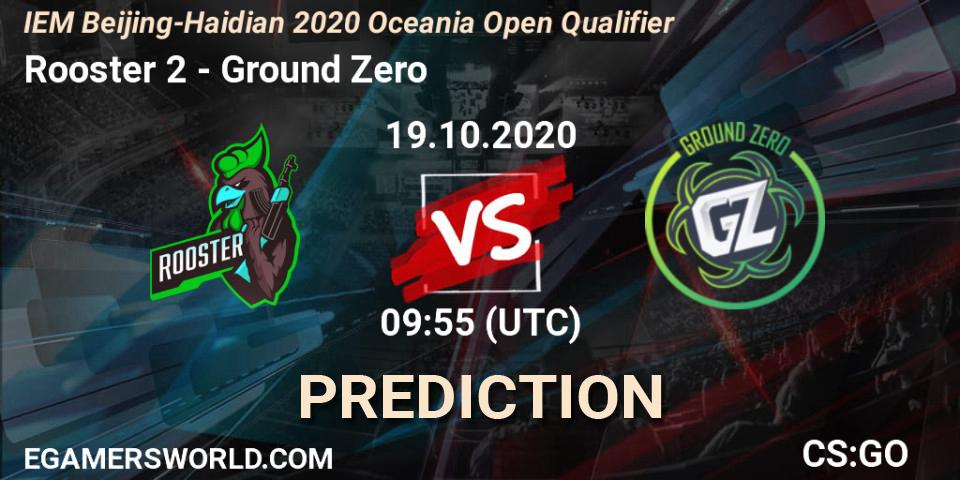 Pronósticos Rooster 2 - Ground Zero. 19.10.2020 at 09:55. IEM Beijing-Haidian 2020 Oceania Open Qualifier - Counter-Strike (CS2)