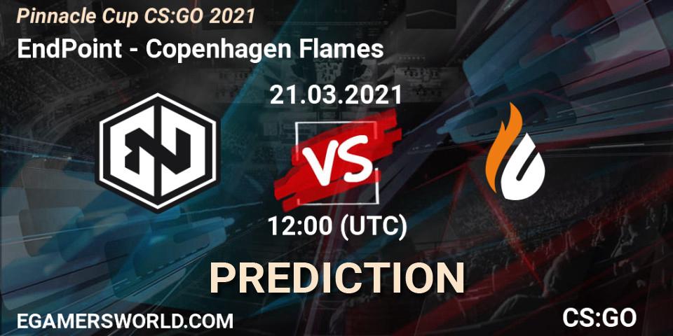 Pronósticos EndPoint - Copenhagen Flames. 21.03.2021 at 12:00. Pinnacle Cup #1 - Counter-Strike (CS2)