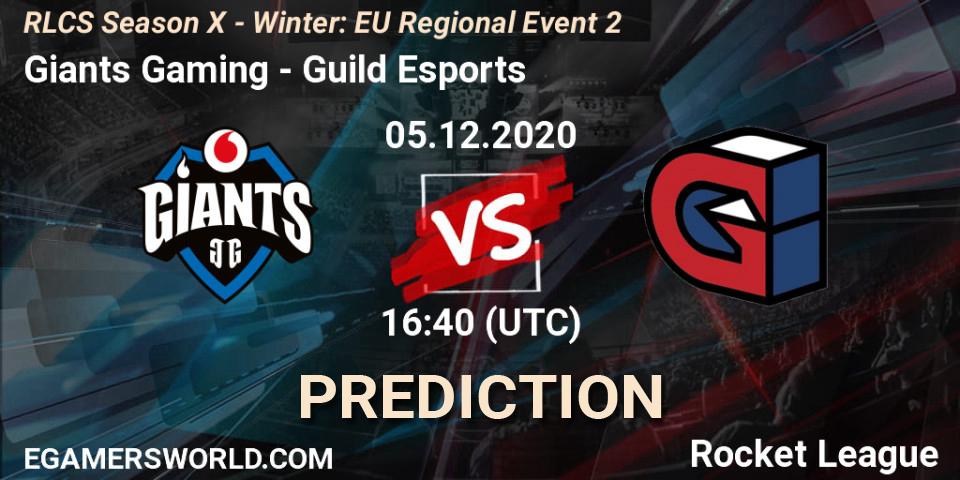 Pronósticos Giants Gaming - Guild Esports. 05.12.2020 at 16:40. RLCS Season X - Winter: EU Regional Event 2 - Rocket League