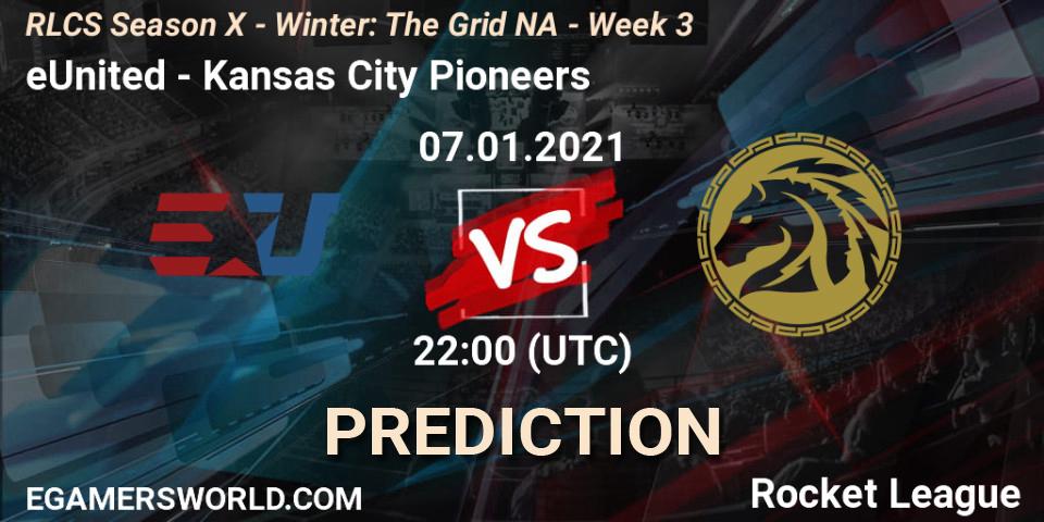 Pronósticos eUnited - Kansas City Pioneers. 14.01.21. RLCS Season X - Winter: The Grid NA - Week 3 - Rocket League