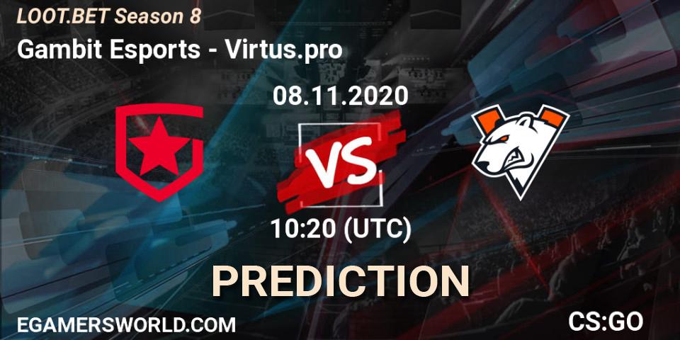 Pronósticos Gambit Esports - Virtus.pro. 08.11.20. LOOT.BET Season 8 - CS2 (CS:GO)