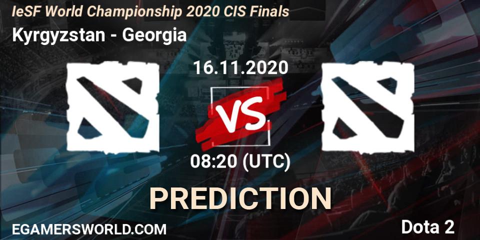 Pronósticos Kyrgyzstan - Georgia. 16.11.2020 at 07:26. IeSF World Championship 2020 CIS Finals - Dota 2