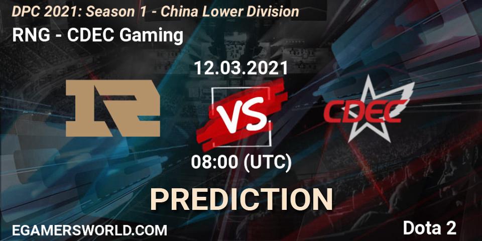 Pronósticos RNG - CDEC Gaming. 12.03.21. DPC 2021: Season 1 - China Lower Division - Dota 2