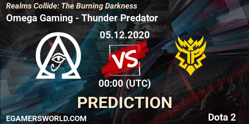 Pronósticos Omega Gaming - Thunder Predator. 05.12.2020 at 00:28. Realms Collide: The Burning Darkness - Dota 2