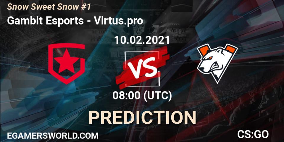 Pronósticos Gambit Esports - Virtus.pro. 10.02.2021 at 08:00. Snow Sweet Snow #1 - Counter-Strike (CS2)