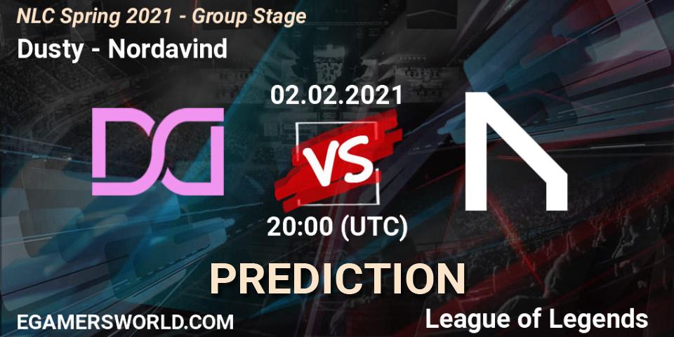 Pronósticos Dusty - Nordavind. 02.02.2021 at 19:40. NLC Spring 2021 - Group Stage - LoL
