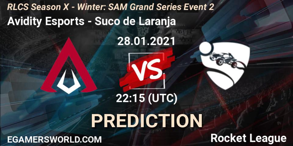 Pronósticos Avidity Esports - Suco de Laranja. 28.01.2021 at 22:15. RLCS Season X - Winter: SAM Grand Series Event 2 - Rocket League