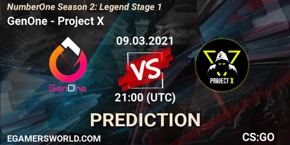 Pronósticos GenOne - Project X. 09.03.21. NumberOne Season 2: Legend Stage 1 - CS2 (CS:GO)