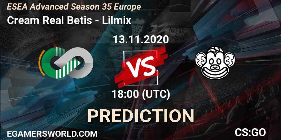Pronósticos Cream Real Betis - Lilmix. 13.11.20. ESEA Advanced Season 35 Europe - CS2 (CS:GO)