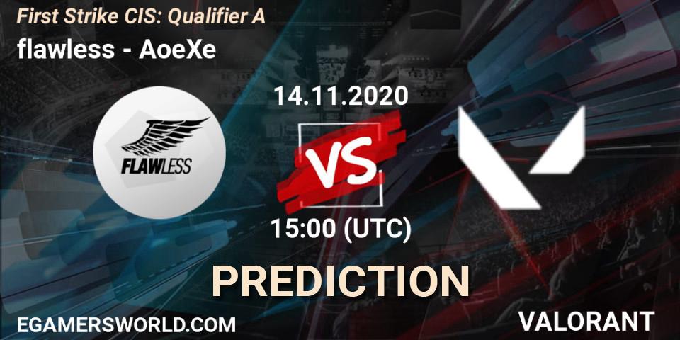 Pronósticos flawless - AoeXe. 14.11.2020 at 15:00. First Strike CIS: Qualifier A - VALORANT