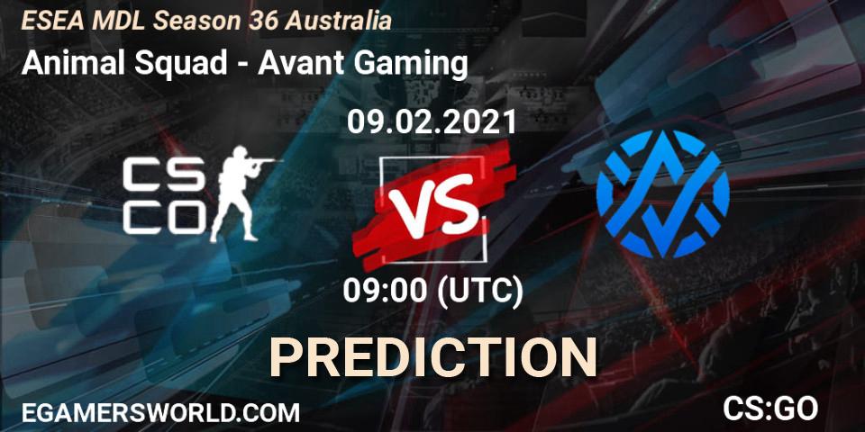 Pronósticos Animal Squad - Avant Gaming. 09.02.21. MDL ESEA Season 36: Australia - Premier Division - CS2 (CS:GO)