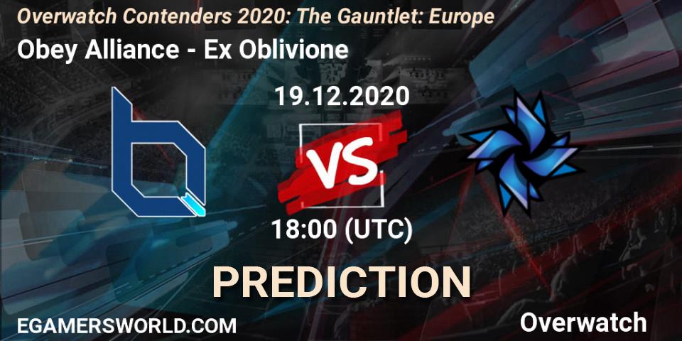 Pronósticos Obey Alliance - Ex Oblivione. 19.12.2020 at 18:00. Overwatch Contenders 2020: The Gauntlet: Europe - Overwatch