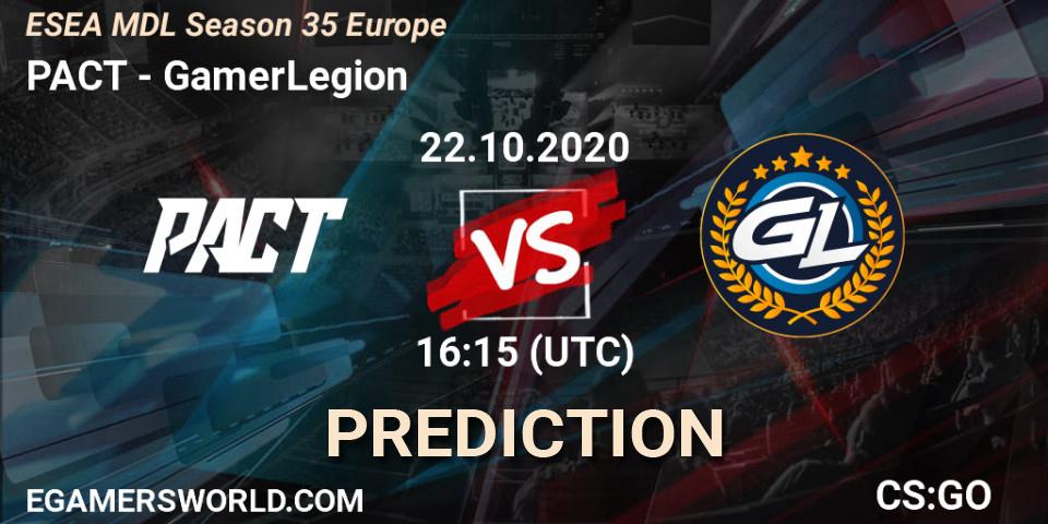 Pronósticos PACT - GamerLegion. 22.10.20. ESEA MDL Season 35 Europe - CS2 (CS:GO)