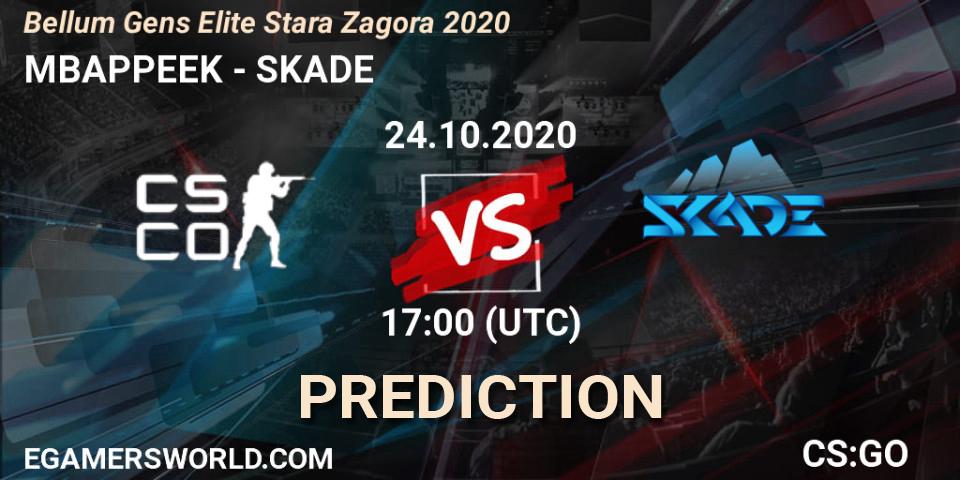 Pronósticos MBAPPEEK - SKADE. 24.10.2020 at 17:10. Bellum Gens Elite Stara Zagora 2020 - Counter-Strike (CS2)