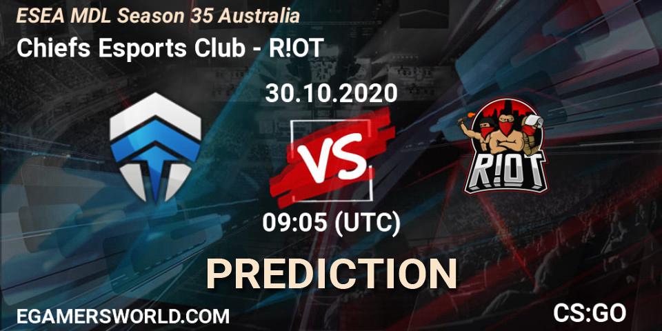 Pronósticos Chiefs Esports Club - R!OT. 30.10.2020 at 09:05. ESEA MDL Season 35 Australia - Counter-Strike (CS2)