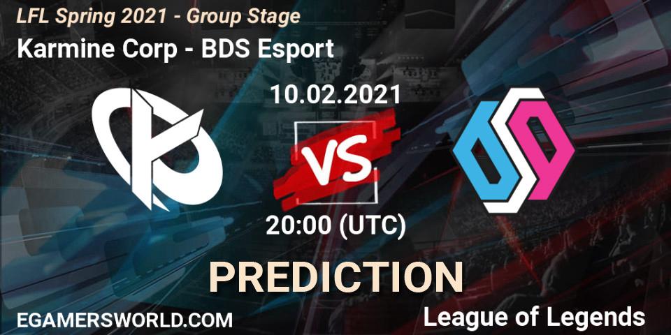 Pronósticos Karmine Corp - BDS Esport. 10.02.2021 at 20:15. LFL Spring 2021 - Group Stage - LoL