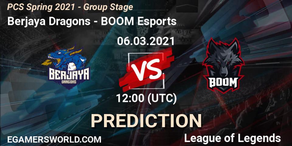Pronósticos Berjaya Dragons - BOOM Esports. 06.03.2021 at 12:00. PCS Spring 2021 - Group Stage - LoL