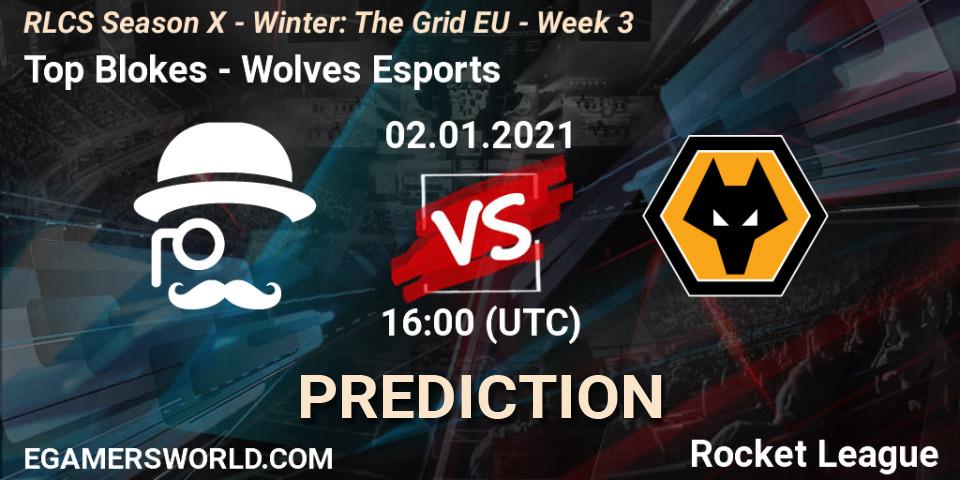 Pronósticos Top Blokes - Wolves Esports. 02.01.2021 at 16:00. RLCS Season X - Winter: The Grid EU - Week 3 - Rocket League