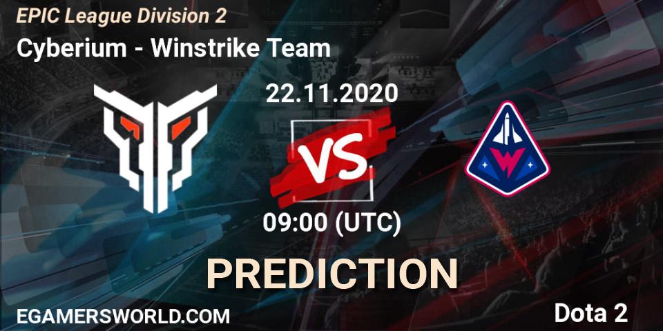 Pronósticos Cyberium - Winstrike Team. 22.11.20. EPIC League Division 2 - Dota 2