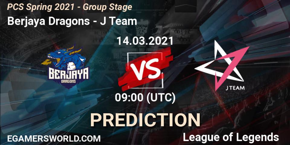 Pronósticos Berjaya Dragons - J Team. 14.03.2021 at 09:00. PCS Spring 2021 - Group Stage - LoL