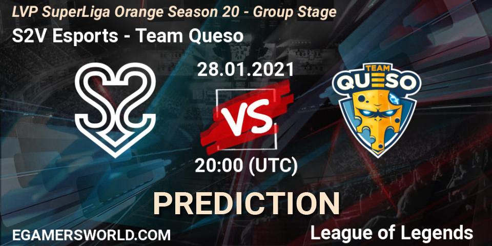 Pronósticos S2V Esports - Team Queso. 28.01.2021 at 20:00. LVP SuperLiga Orange Season 20 - Group Stage - LoL