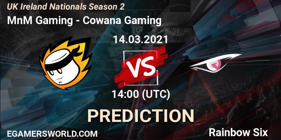 Pronósticos MnM Gaming - Cowana Gaming. 14.03.2021 at 14:00. UK Ireland Nationals Season 2 - Rainbow Six