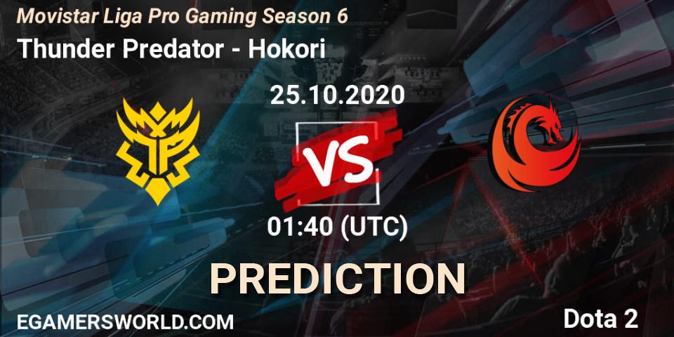 Pronósticos Thunder Predator - Hokori. 25.10.20. Movistar Liga Pro Gaming Season 6 - Dota 2