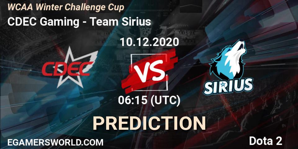Pronósticos CDEC Gaming - Team Sirius. 10.12.20. WCAA Winter Challenge Cup - Dota 2