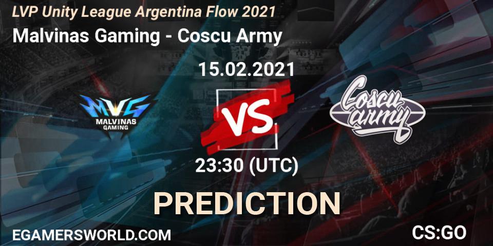 Pronósticos Malvinas Gaming - Coscu Army. 15.02.2021 at 23:30. LVP Unity League Argentina Apertura 2021 - Counter-Strike (CS2)