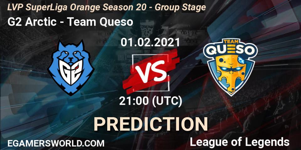 Pronósticos G2 Arctic - Team Queso. 01.02.2021 at 21:15. LVP SuperLiga Orange Season 20 - Group Stage - LoL