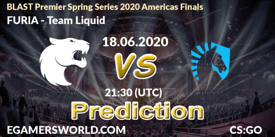 Pronósticos FURIA - Team Liquid. 18.06.2020 at 21:30. BLAST Premier Spring Series 2020 Americas Finals - Counter-Strike (CS2)